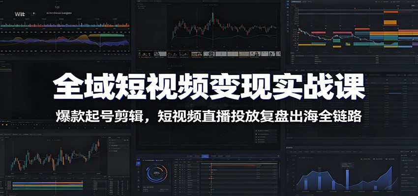 全域短视频变现实战课:爆款起号剪辑,短视频直播投放复盘出海全链路-玩备项目资源网