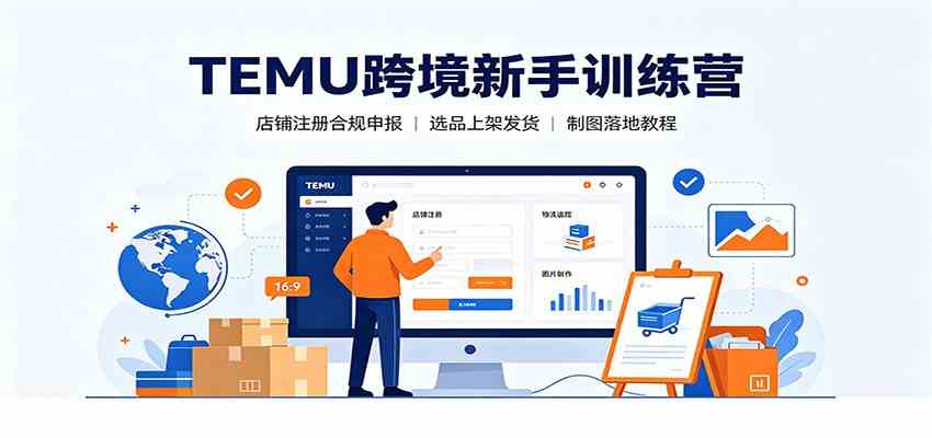 TEMU跨境新手训练营：店铺注册合规申报，选品上架发货制图落地教程-玩备项目资源网