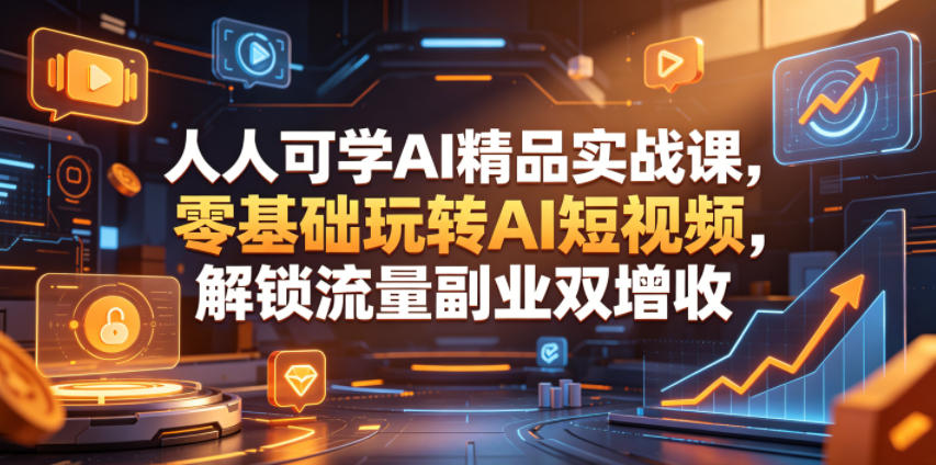 人人可学AI精品实战课,零基础玩转AI短视频,解锁流量副业双增收-玩备项目资源网