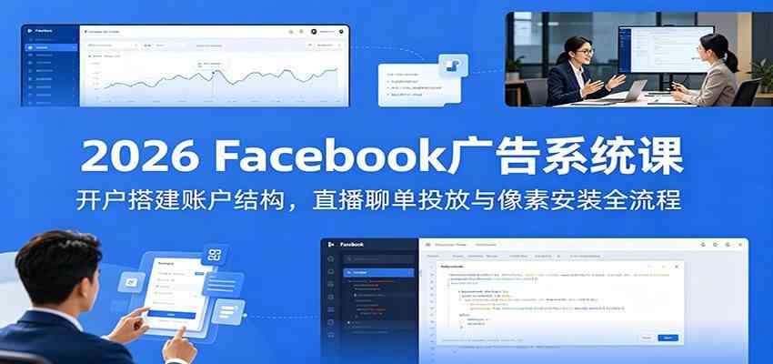 2026 Facebook广告系统课:开户搭建账户结构,直播聊单投放与像素安装全流程-玩备项目资源网