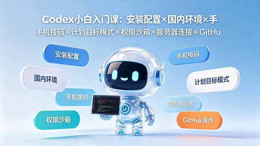 （19402期）Codex小白入门课：安装配置×国内环境×手机接码×计划目标模式×权限沙箱×服务器连接×GitHub操作-玩备项目资源网