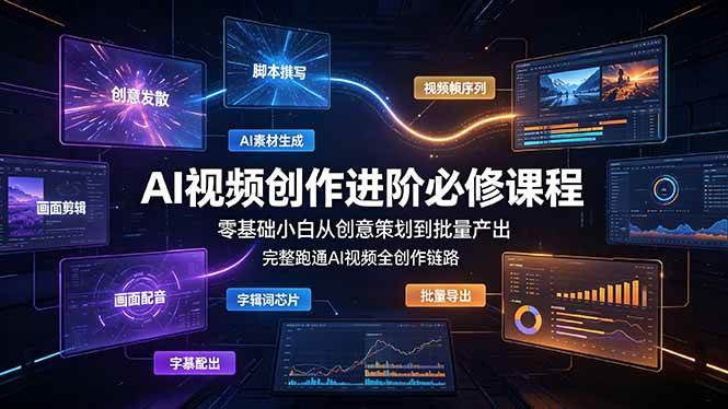 （19159期）AI视频创作进阶必修课程：零基础小白从创意策划到批量产出，完整跑通AI视频全创作链路-玩备项目资源网