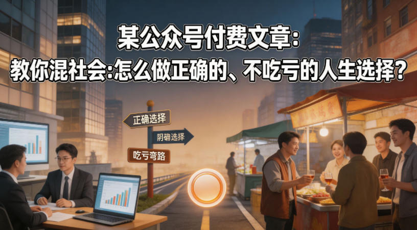 某公众号付费文章：教你混社会：怎么做正确的、不吃亏的人生选择？-玩备项目资源网