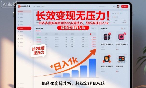 长效变现无压力！拼多多虚拟类目矩阵化实操技巧，轻松实现日入1k【揭秘】-玩备项目资源网