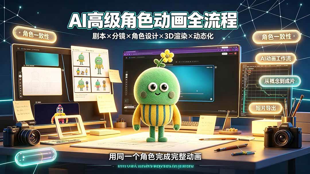 (19304期)AI高级角色动画全流程:剧本×分镜×角色设计×3D渲染×动态化,从概念到成片一站式教学-玩备项目资源网