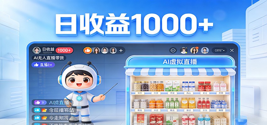 不用露脸不用说话，24小时自动卖货赚钱，全天自动直播，收益看得见-玩备项目资源网