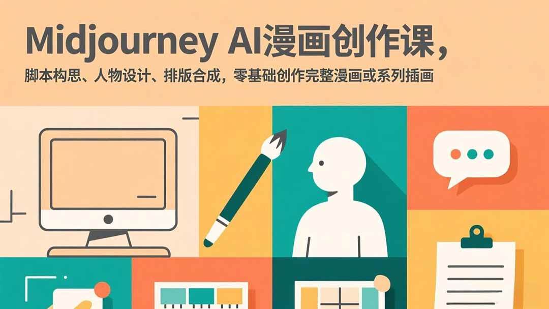 （17299期）Midjourney AI漫画创作课，脚本构思、人物设计、排版合成，零基础创作完整漫画或系列插画-玩备项目资源网