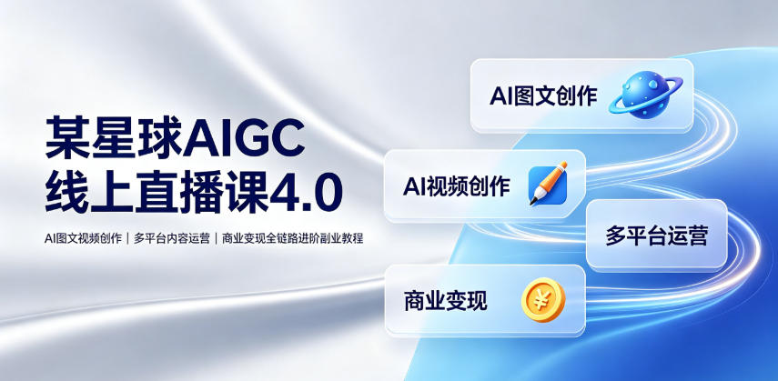 某星球AIGC线上直播课4.0｜AI图文视频创作、多平台内容运营、商业变现全链路进阶副业教程-玩备项目资源网