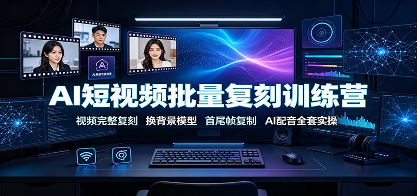 AI短视频批量复刻训练营:视频完整复刻,换背景模型、首尾帧复制、AI配音全套实操-玩备项目资源网