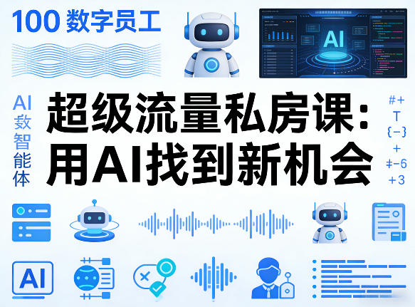 你的AI数字员工100个智能体，超级流量私房课，用AI找到新机会-玩备项目资源网