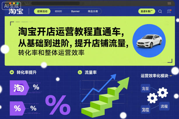 淘宝开店运营教程直通车，从基础到进阶，提升店铺流量，转化率和整体运营效率（更新26年07月11日）-玩备项目资源网