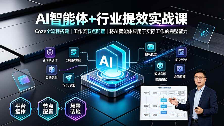 （19281期）AI智能体+行业提效实战课·Coze全流程搭建｜工作流节点配置｜将AI智能体应用于实际工作的完整能力-玩备项目资源网