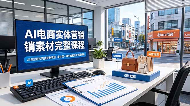 （19076期）AI电商实体营销素材完整课程，AI创意短片完美复刻实景，实体店一键生成宣传引流短视频-玩备项目资源网
