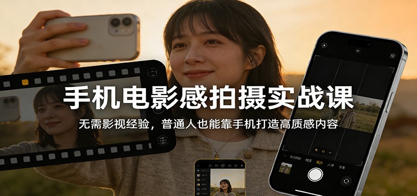 手机电影感拍摄实战课:无需影视经验,普通人也能靠手机打造高质感内容-玩备项目资源网