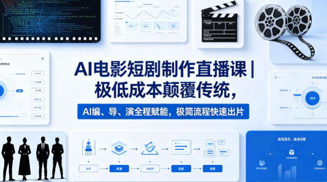 AI电影短剧制作直播课｜极低成本颠覆传统，AI编、导、演全程赋能，极简流程快速出片-玩备项目资源网