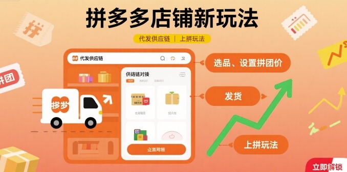 拼多多店铺新玩法，代发供应链上拼玩法-玩备项目资源网