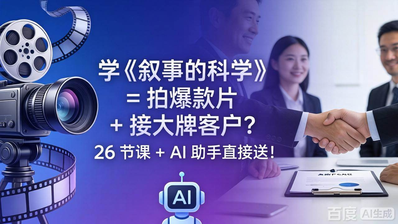 （18302期）学《叙事的科学》= 拍爆款片 + 接大牌客户？26 节课 + AI 助手直接送！-玩备项目资源网