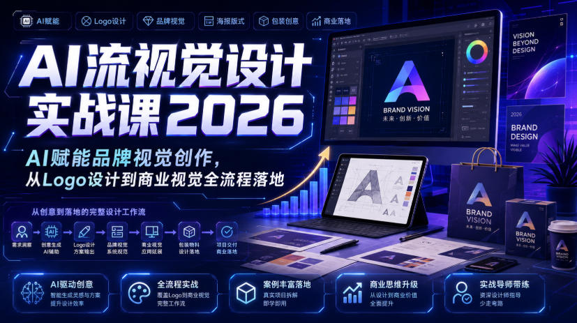 AI流视觉设计实战课2026:AI赋能品牌视觉创作,从Logo设计到商业视觉全流程落地-玩备项目资源网