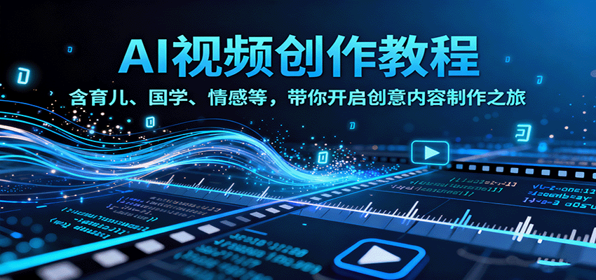 AI视频创富课，含育儿、国学、情感等，带你开启创意内容制作之旅-玩备项目资源网