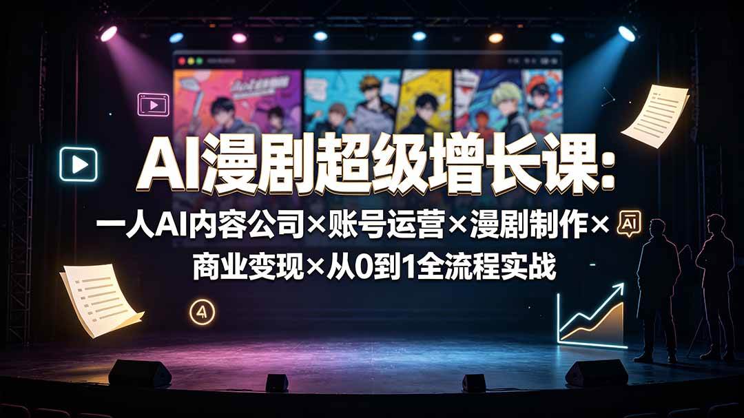 (19553期)AI漫剧超级增长课:一人AI内容公司×账号运营×漫剧制作×商业变现×从0到1全流程实战-玩备项目资源网