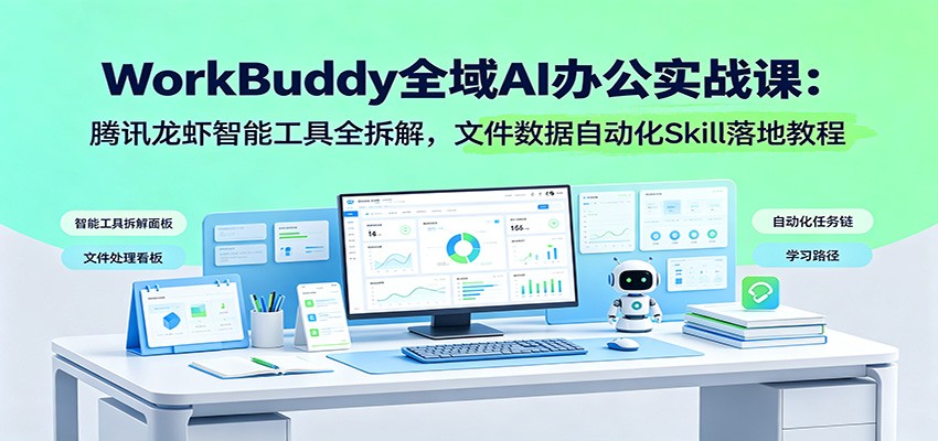 WorkBuddy全域AI办公实战课:腾讯龙虾智能工具全拆解,文件数据自动化Skill落地教程-玩备项目资源网