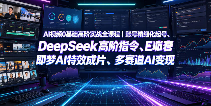 AI视频0基础高阶实战全课程｜账号精细化起号、DeepSeek高阶指令、即梦AI特效成片、多赛道AI短视频量产变现-玩备项目资源网