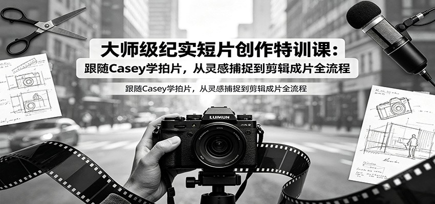 大师级纪实短片创作特训课:跟随Casey学拍片,从灵感捕捉到剪辑成片全流程-玩备项目资源网