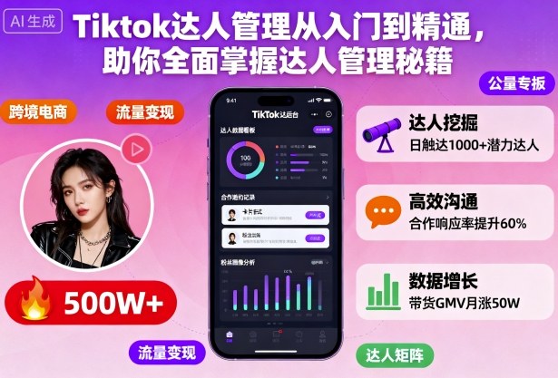 Tiktok达人管理从入门到精通,助你全面掌握达人管理秘籍-玩备项目资源网