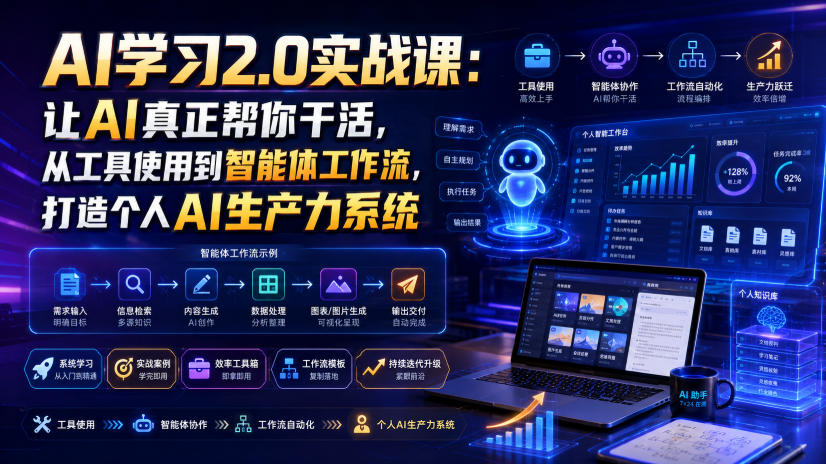 AI学习2.0实战课:让AI真正帮你干活,从工具使用到智能体工作流,打造个人AI生产力系统-玩备项目资源网