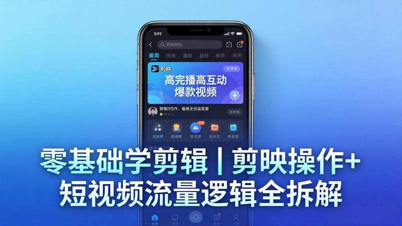 （18117期） 【零基础学剪辑】剪映操作+短视频流量逻辑全拆解｜手把手教你剪出高完播高互动爆款视频-玩备项目资源网