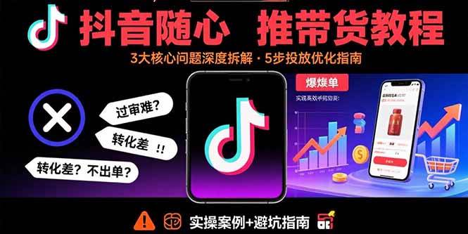 （15870期）抖音随心推带货教程：拆解过审难/转化差/不出单 等常见问题 实现高效带货-玩备项目资源网