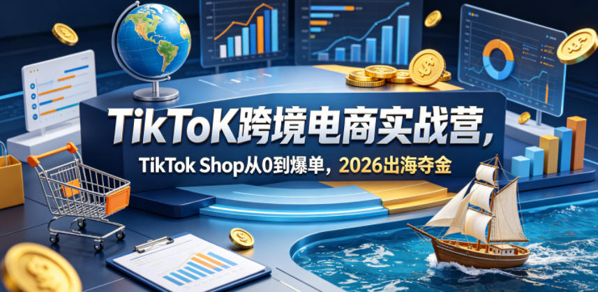 TikToK跨境电商实战营，TikTok Shop从0到爆单，2026出海夺金-玩备项目资源网