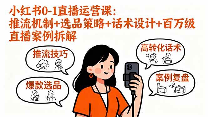 （16002期）小红书0-1直播运营课：推流机制+选品策略+话术设计+百万级直播案例拆解-玩备项目资源网