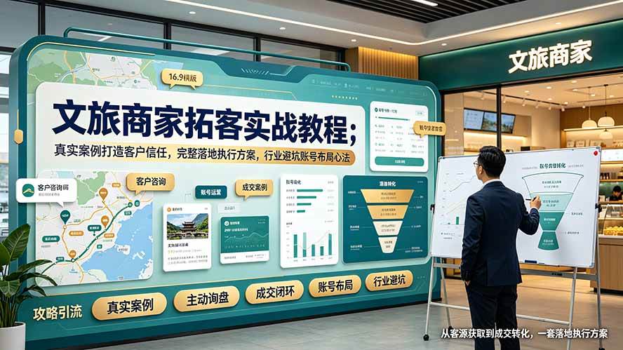 (19273期)文旅商家拓客实战教程;真实案例打造客户信任,完整落地执行方案,行业避坑账号布局心法-玩备项目资源网
