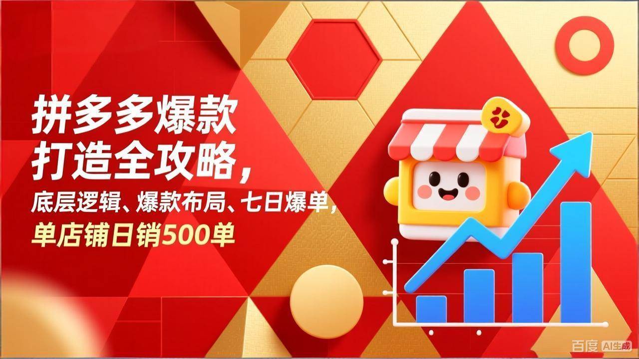 （17346期）拼多多爆款打造全攻略，底层逻辑、爆款布局、七日爆单，单店铺日销500单-玩备项目资源网