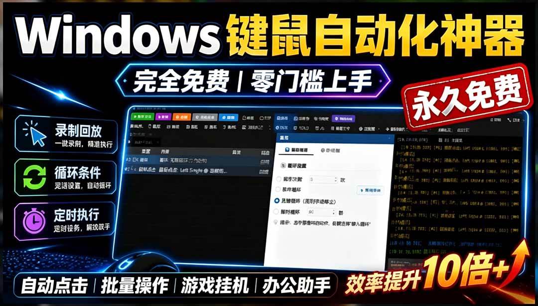 (19423期)专业Windows键鼠自动化工具,免费永久使用,告别重复操作,小白也能快速创建自动化脚本 点点精灵-玩备项目资源网