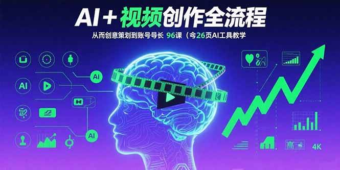 （15869期）AI+短视频创作全流程：从创意策划到账号增长，96节课(含26项AI工具教学)-玩备项目资源网