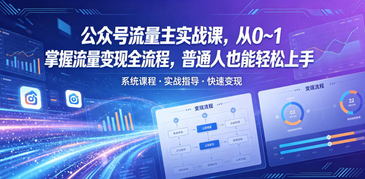 公众号流量主实战课，从0~1掌握流量变现全流程，普通人也能轻松上手-玩备项目资源网