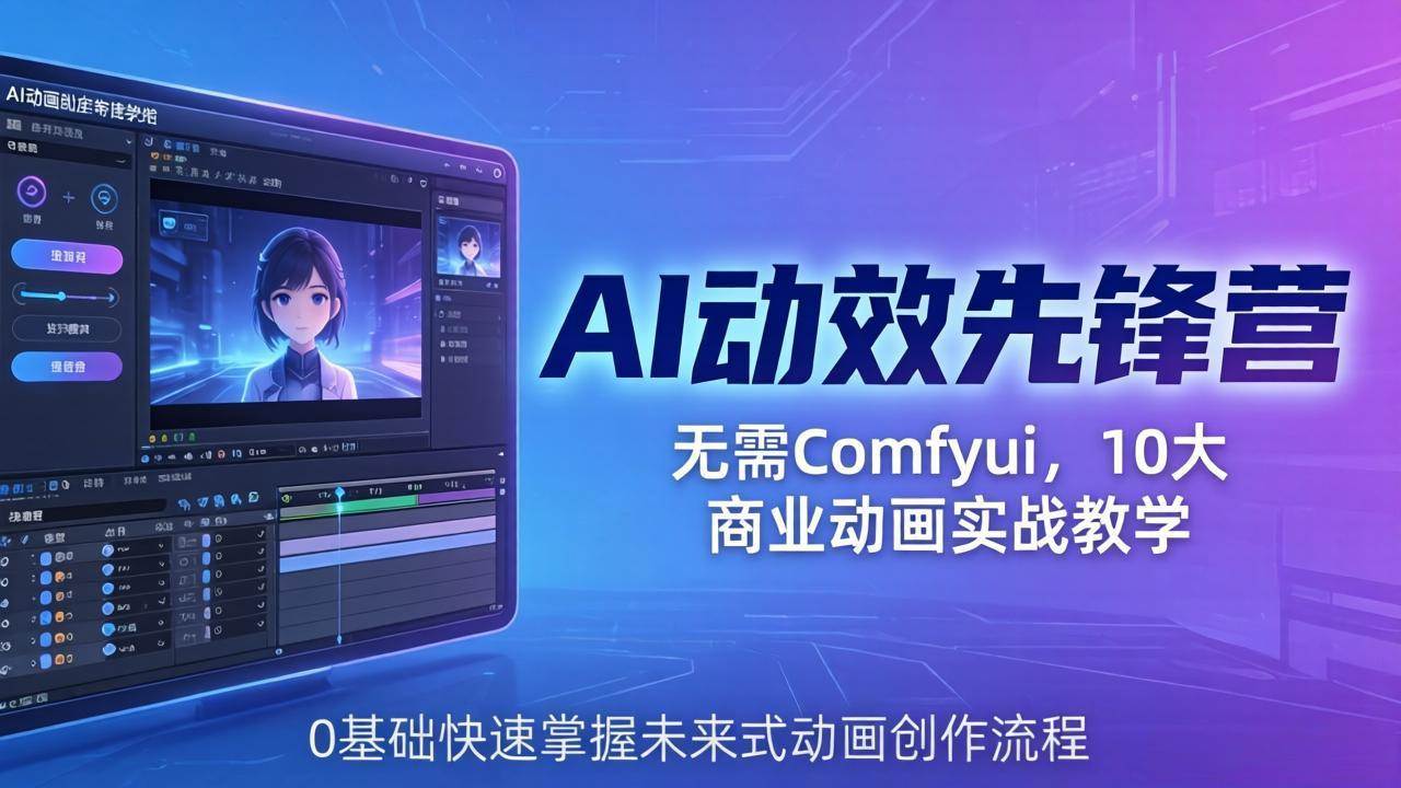 （18077期）AI 动效先锋营：无需Comfyui，10大商业动画实战教学，0基础快速掌握未来式动画创作流程-玩备项目资源网