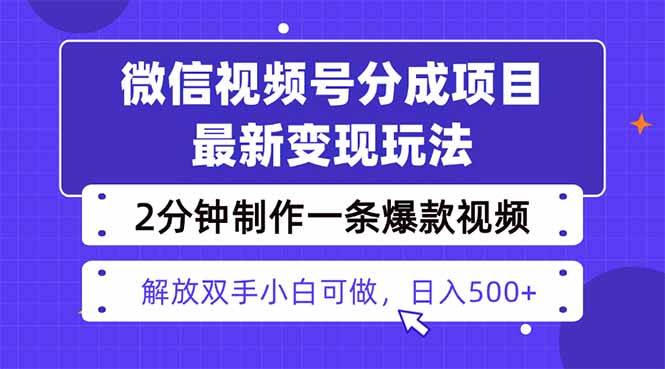 （16246期）视频号分成最新玩法，两天暴力起号变现1500+，爆款视频制作只需要2分钟…-玩备项目资源网