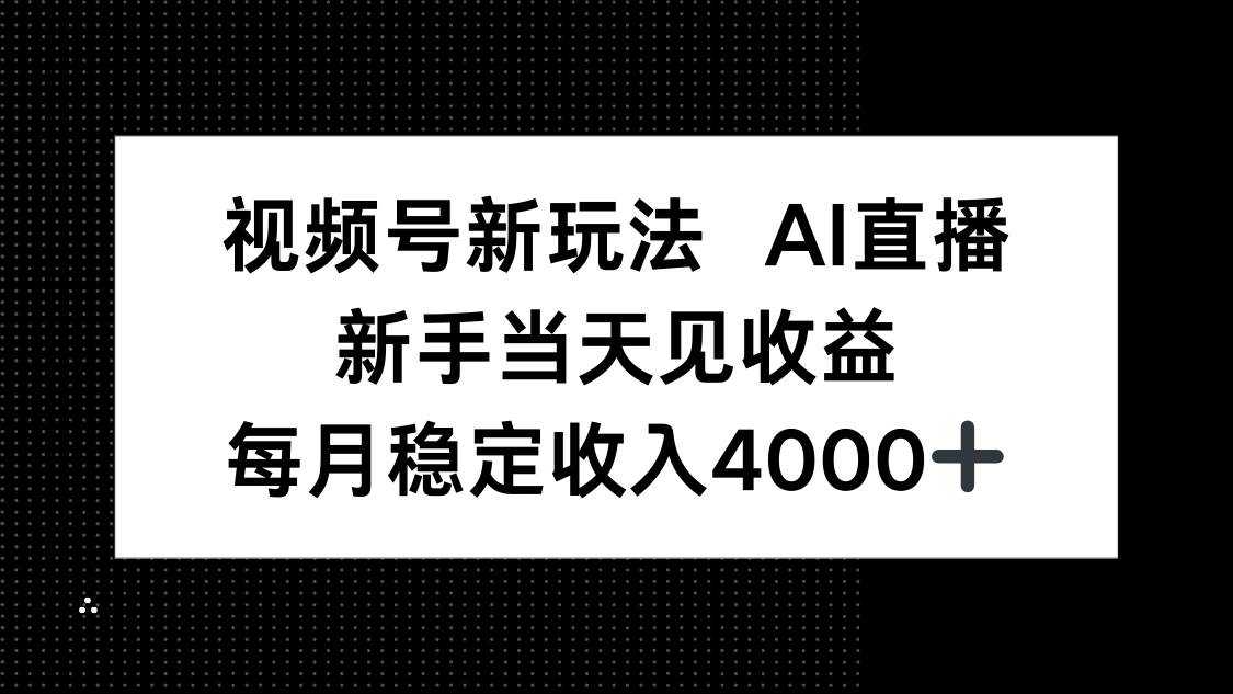 （16080期）视频号新玩法AI直播，新手小白当天见收益，月入4000+-玩备项目资源网