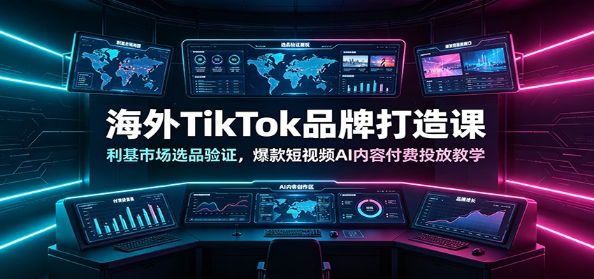 海外TikTok品牌打造课:利基市场选品验证,爆款短视频AI内容付费投放教学-玩备项目资源网