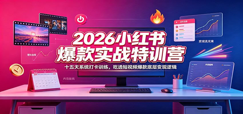 2026小红书爆款实战特训营：十五天系统打卡训练，吃透短视频爆款底层变现逻辑-玩备项目资源网