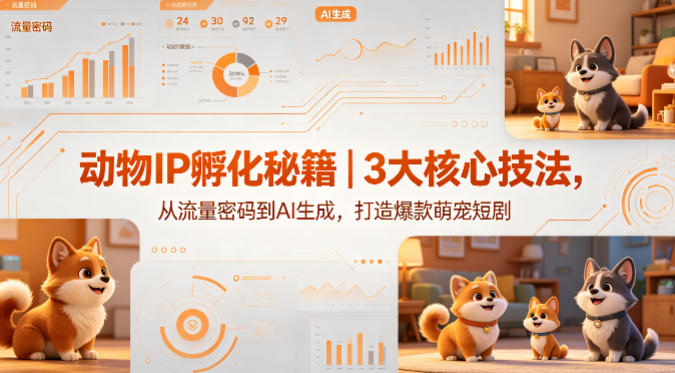 动物IP孵化秘籍｜3大核心技法，从流量密码到AI生成，打造爆款萌宠短剧-玩备项目资源网