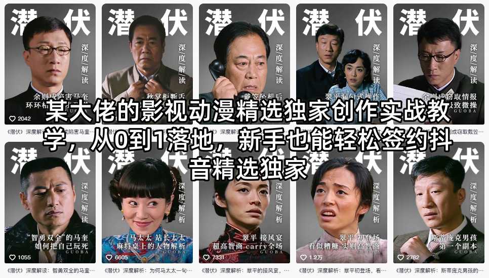 某大佬的影视动漫精选独家创作实战教学，从0到1落地，新手也能轻松签约抖音精选独家-玩备项目资源网