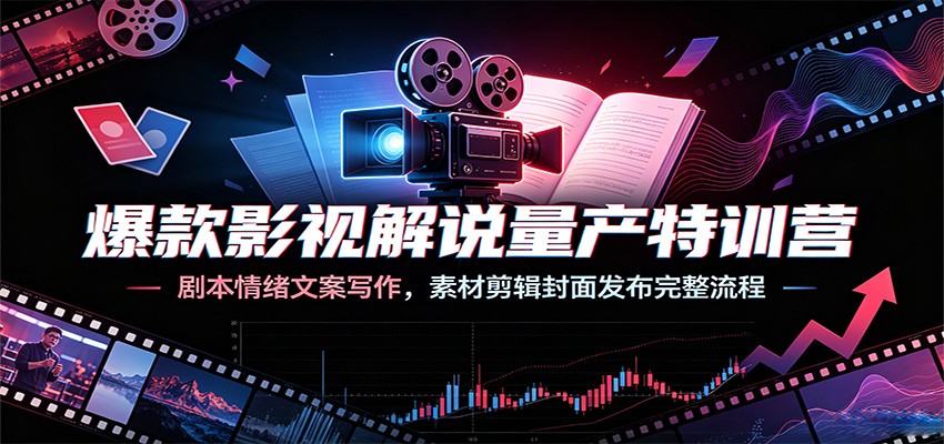 爆款影视解说量产特训营:剧本情绪文案写作,素材剪辑封面发布完整流程-玩备项目资源网