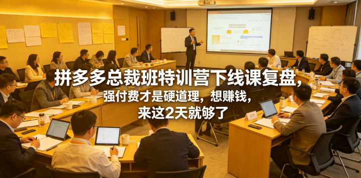 拼多多总裁班特训营下线课复盘，强付费才是硬道理，想賺钱，来这2天就够了-玩备项目资源网