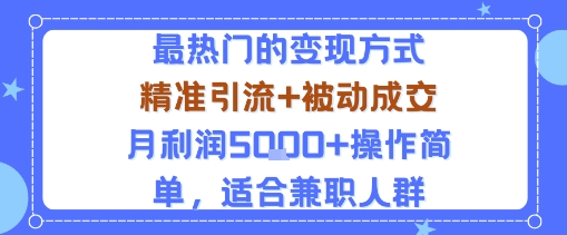 小众赛道玩法：当下最热门的变现方式，精准引流+被动成交月利润5k+操作简单，适合兼职人群-玩备项目资源网