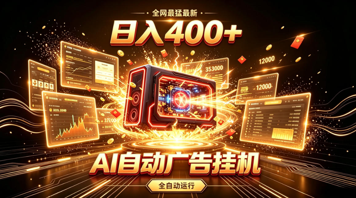 全网最猛最新的AI自动广告挂G，狠收益日入400+，真正做到躺賺式变现【揭秘】-玩备项目资源网
