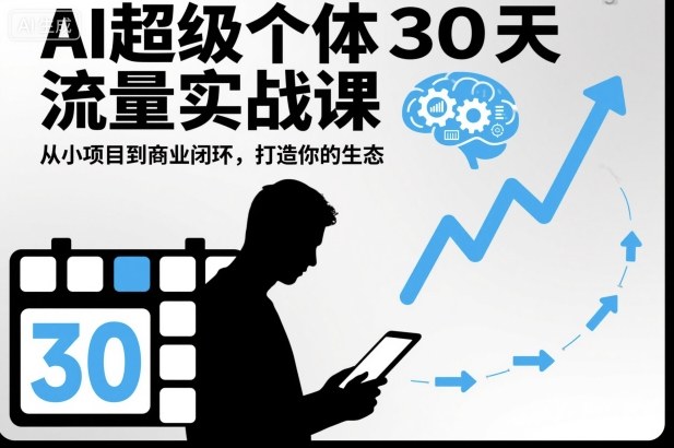 AI超级个体30天流量实战课，从小项目到商业闭环，打造你的生态-玩备项目资源网
